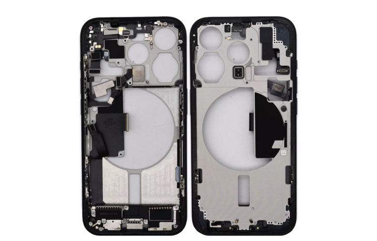 Pulled midframe met smallparts voor iPhone 15 Pro zwart titanium (A-grade)
