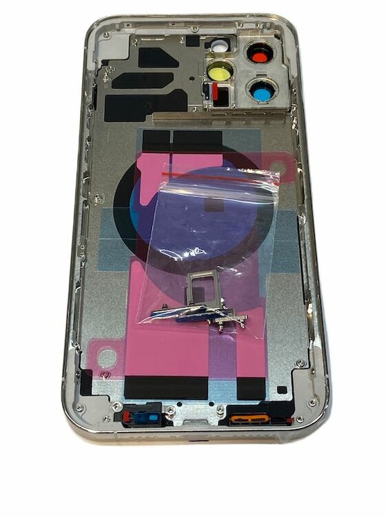 Complete achterkant met frame en logo voor Apple iPhone 12 Pro Max Zilver