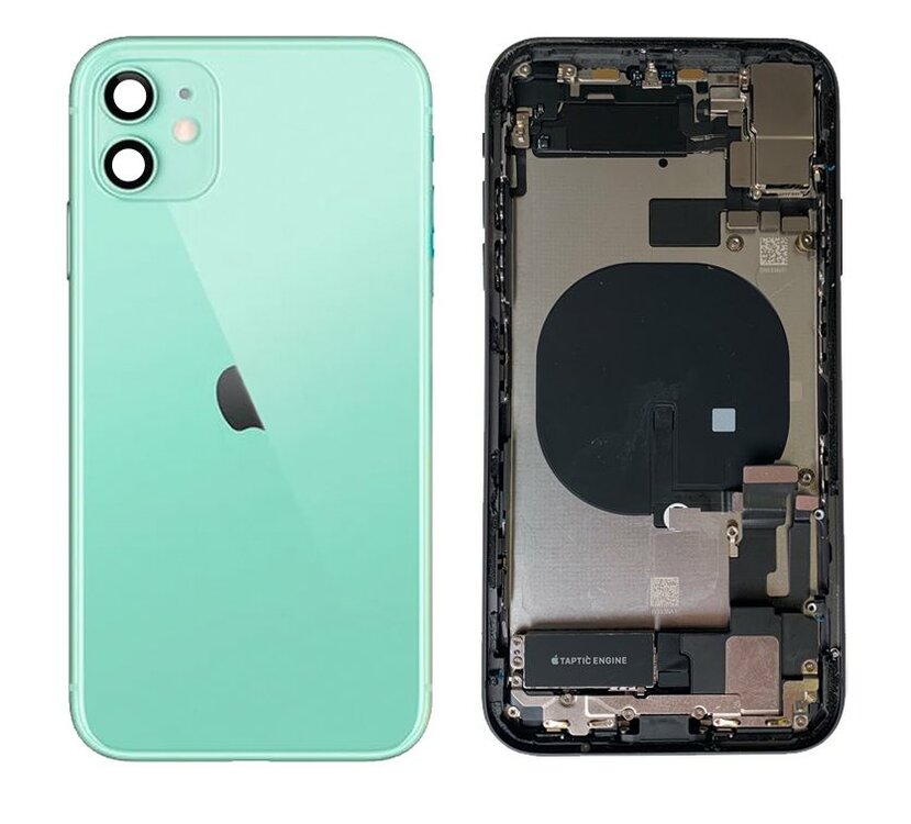 Complete achterkant behuizing met small parts voor iPhone 11 Groen