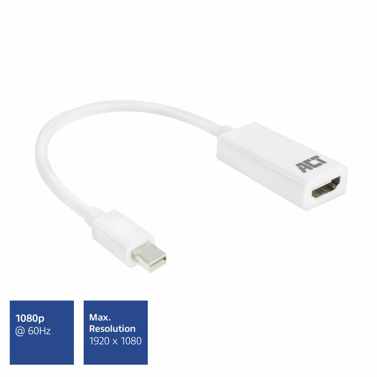 ACT 0,15 meter Mini DisplayPort male naar HDMI-A female adapter