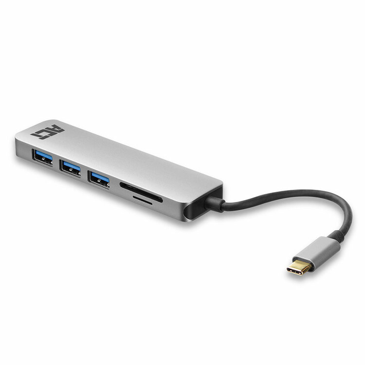 ACT USB-C hub 3.0, 3x USB-A, cardreader, PD pass-through