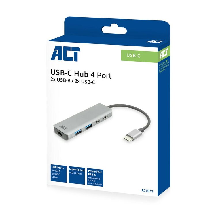 ACT USB-C hub 3.0, 2x USB-A, 2x USB-C