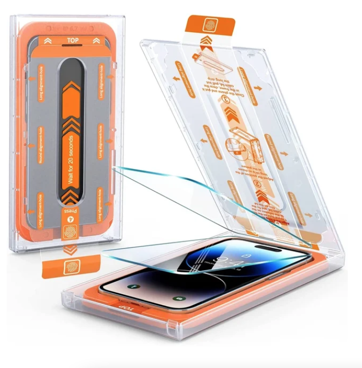 Stofvrije screen protector met installatiekit voor iPhone 14 Pro - 9H gehard glas