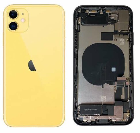 Complete achterkant behuizing met small parts voor iPhone 11 Geel