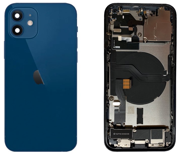Complete achterkant met small parts voor iPhone 12 Blauw