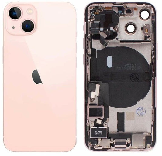 Pulled achterkant behuizing met small parts voor iPhone 13 Roze | A-Grade