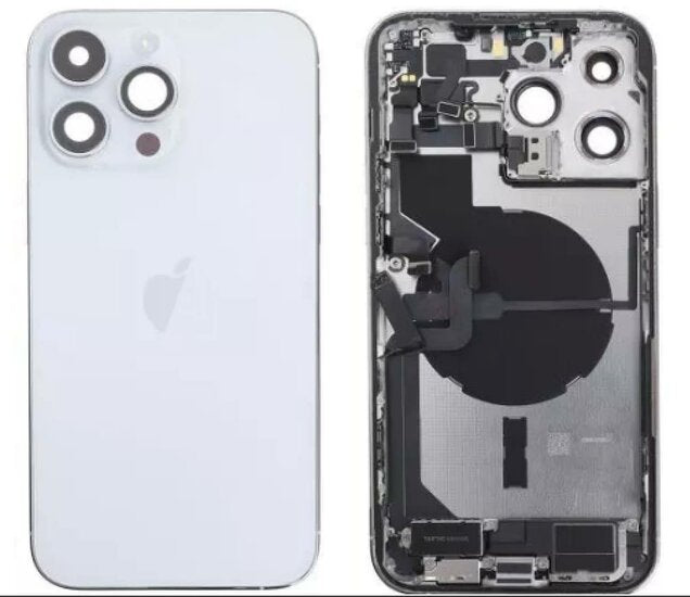 Pulled achterkant met smallparts voor iPhone 14 Pro Max zilver/wit (A-grade)