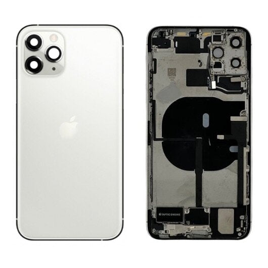 Complete achterkant met smallparts voor iPhone 11 Pro Max zilver