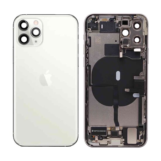 Complete achterkant met smallparts voor iPhone 11 Pro zilver-wit