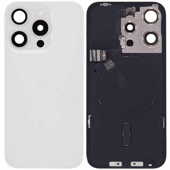 Originele pulled achterkant met wireless charging voor iPhone 15 Pro Max wit titanium
