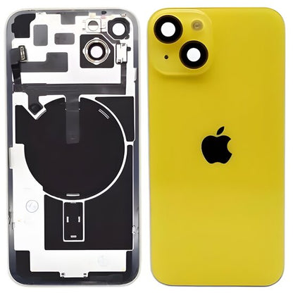 Complete achterkant met smallparts en wireless charging voor iPhone 14 Plus geel