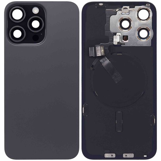 Originele pulled achterkant met wireless charging voor iPhone 15 Pro zwart titanium