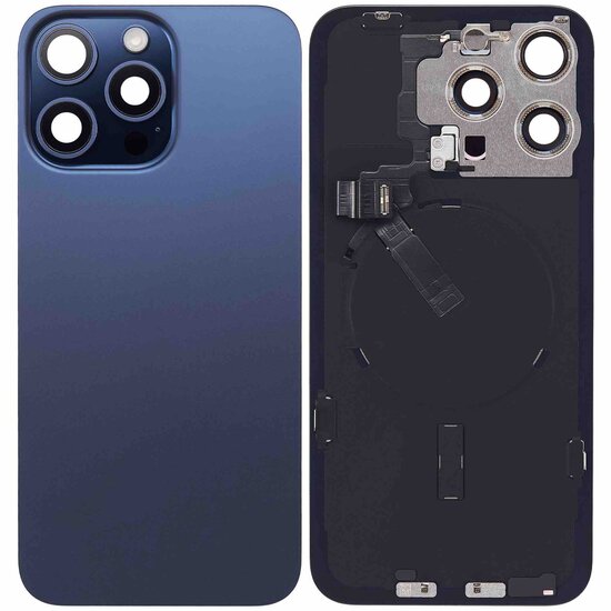 Originele pulled achterkant met wireless charging voor iPhone 15 Pro blauw titanium (B-grade)