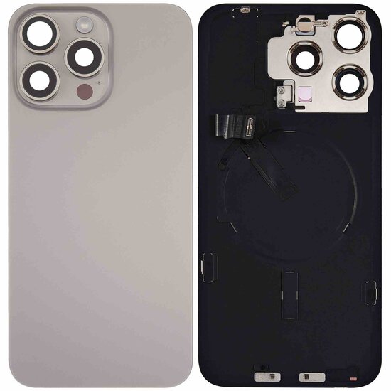 Originele pulled achterkant met wireless charging voor iPhone 15 Pro natural titanium