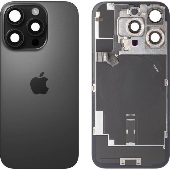 Originele Pulled achterkant met wireless charging voor iPhone 16 Pro Zwart Titanium