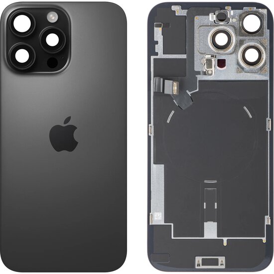 Originele Pulled achterkant met wireless charging voor iPhone 16 Pro Max Zwart Titanium