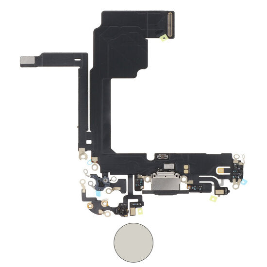 Dock connector oplaadpoort voor iPhone 15 Pro wit titanium