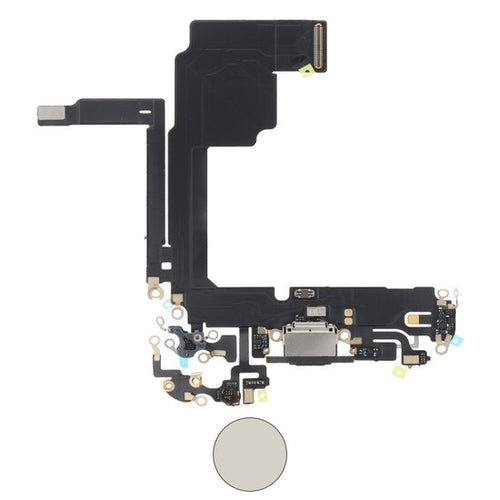 Dock connector oplaadpoort voor iPhone 15 Pro wit titanium
