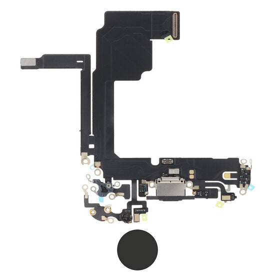 Dock connector oplaadpoort voor iPhone 15 Pro zwart titanium