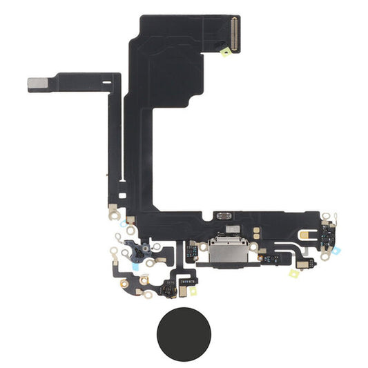 Dock connector oplaadpoort voor iPhone 15 Pro Zwart Titanium