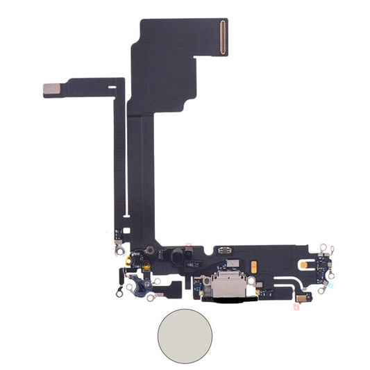 Dock connector oplaadpoort voor iPhone 15 Pro Max Wit Titanium