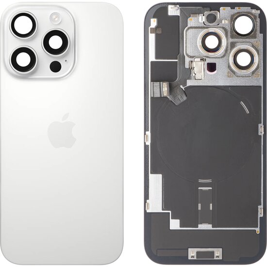 Originele Pulled achterkant met wireless charging voor iPhone 16 Pro Wit Titanium A-Grade