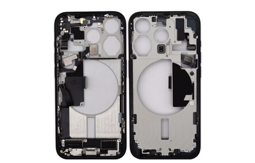 Pulled midframe met smallparts voor iPhone 15 Pro zwart titanium (A-grade)