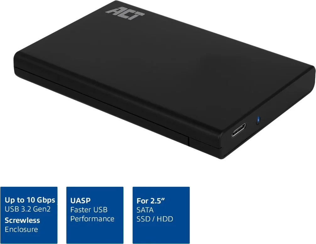 ACT 2.5-inch SATA HDD behuizing Met USB-C en USB-A aansluiting