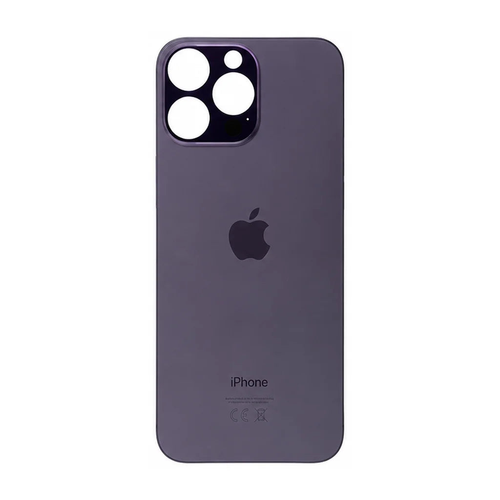 Glazen achterkant / back cover glas voor Apple iPhone 14 Pro Max space zwart diep paars