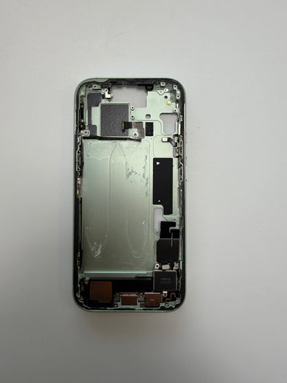 Pulled midframe met smallparts voor iPhone 15 groen (A-grade)