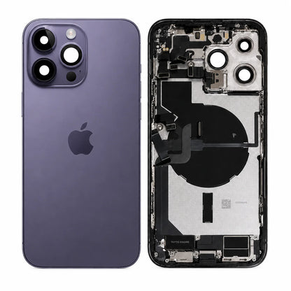 Pulled achterkant behuizing compleet met small parts voor iPhone 14 Pro Max diep paars