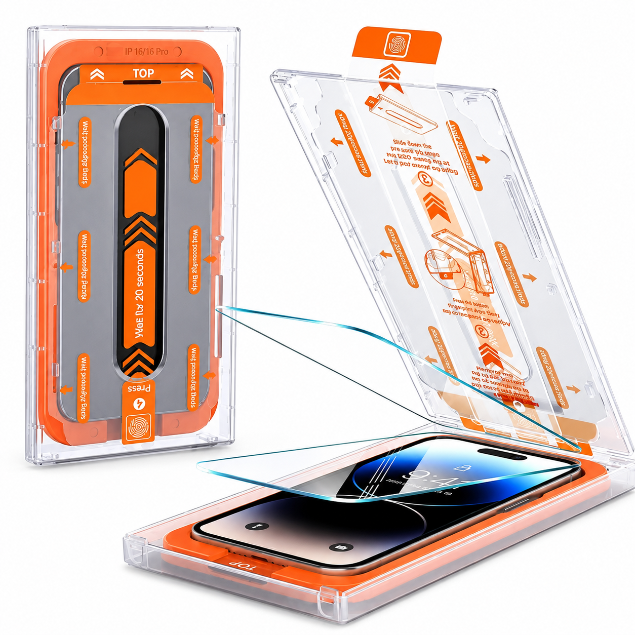 Stofvrije screen protector bescherm glas met installatiekit voor iPhone 15 en iPhone 16 - 9H gehard glas