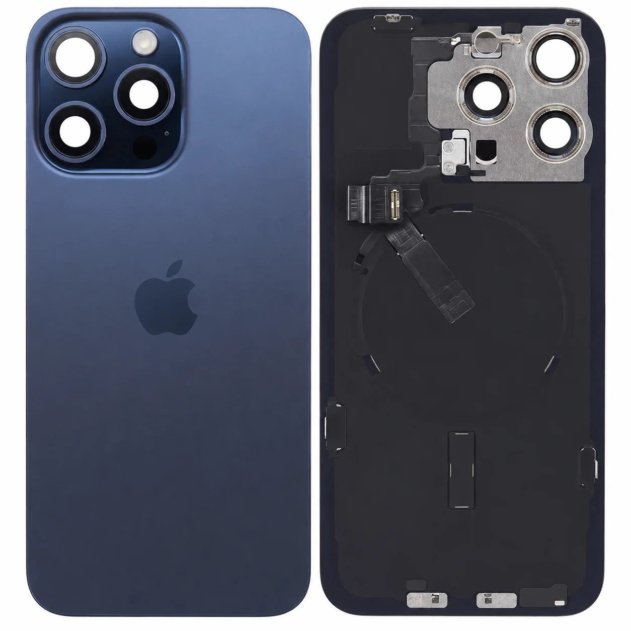 Pulled achterkant met wireless charging voor iPhone 15 Pro - Blauw Titanium