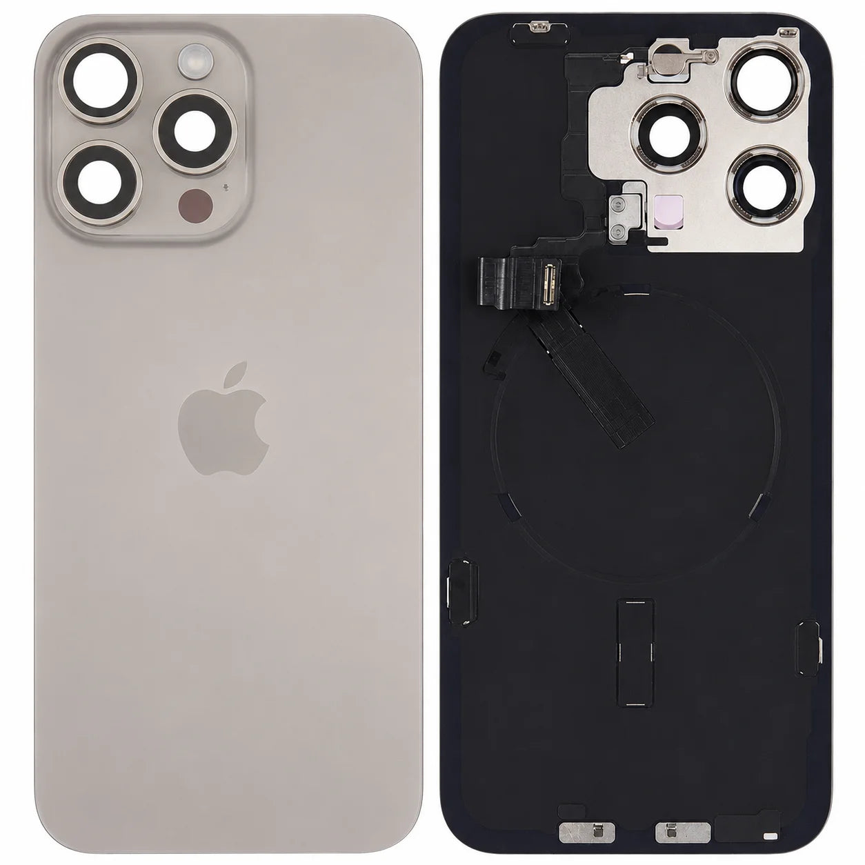 Pulled achterkant met wireless charging voor iPhone 15 Pro - Naturel Titanium