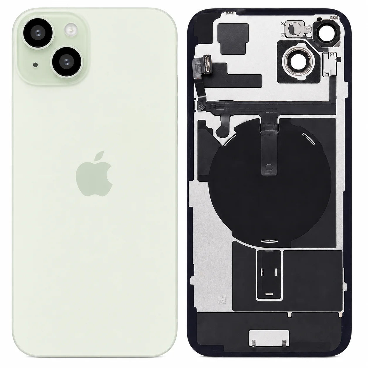 Pulled achterkant met wireless charging voor iPhone 15 - Groen