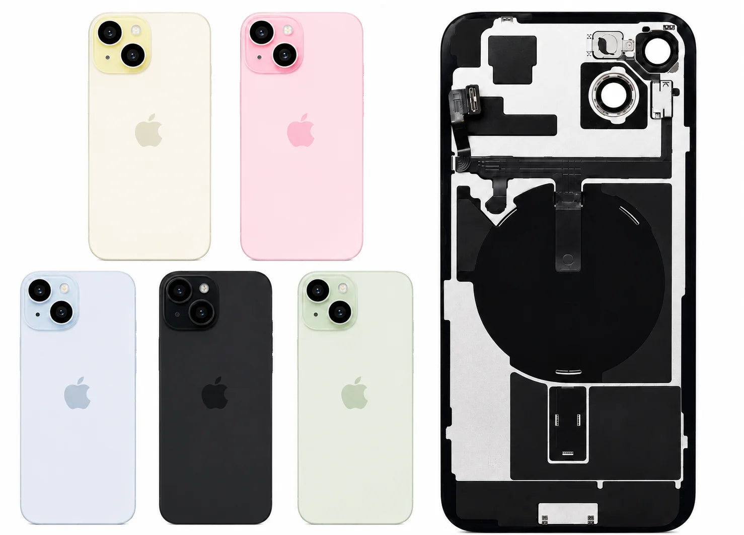 Pulled achterkant met wireless charging voor iPhone 15