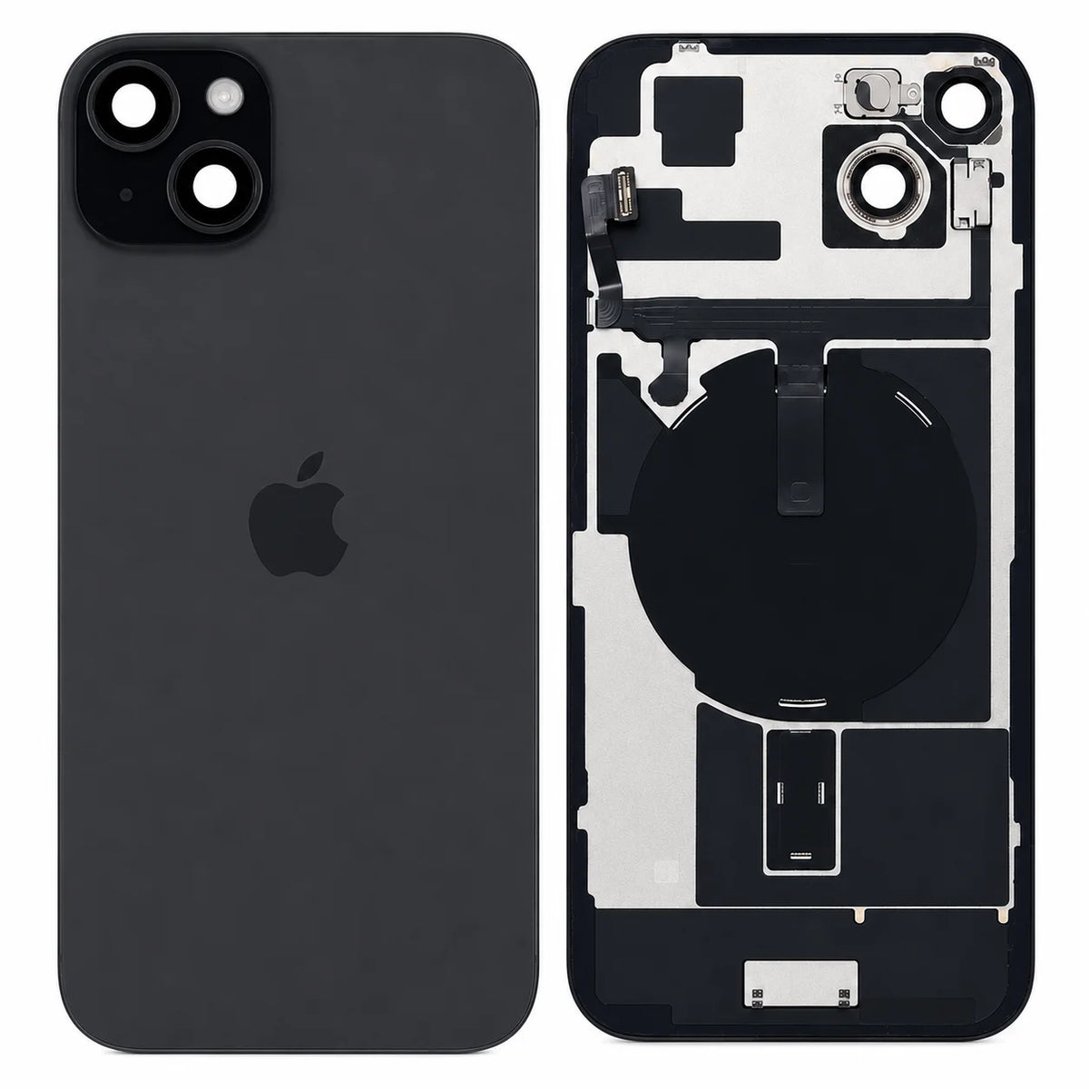 Pulled achterkant met wireless charging voor iPhone 15 Plus - Zwart