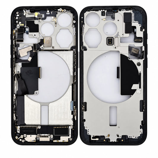 Pulled midframe met small parts voor iPhone 15 Pro zwart titanium (A-grade)